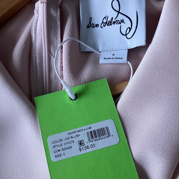 SAM EDELMAN Blush Pink Satin MIDI Sleeveless Dress Size 0 - Picture 9 of 15